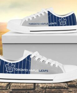 Vertical Stripes Toronto Maple Leafs Canvas Low Top Shoes