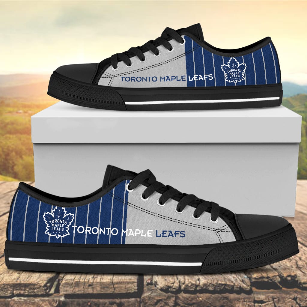 Vertical Stripes Toronto Maple Leafs Canvas Low Top Shoes