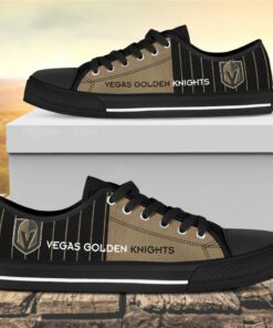 Vertical Stripes Vegas Golden Knights Canvas Low Top Shoes