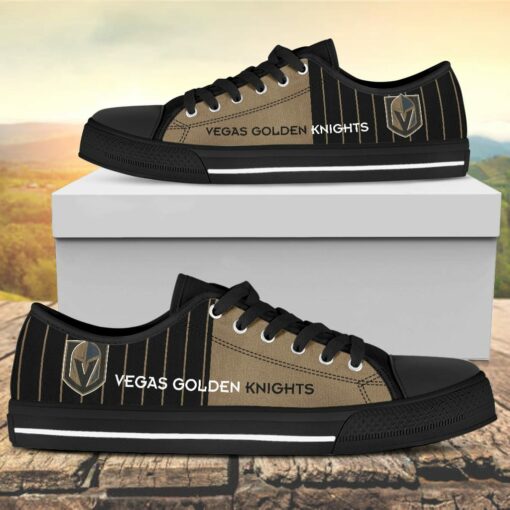 Vertical Stripes Vegas Golden Knights Canvas Low Top Shoes