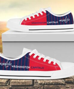 Vertical Stripes Washington Capitals Canvas Low Top Shoes