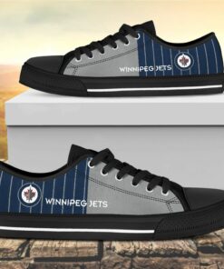 Vertical Stripes Winnipeg Jets Canvas Low Top Shoes