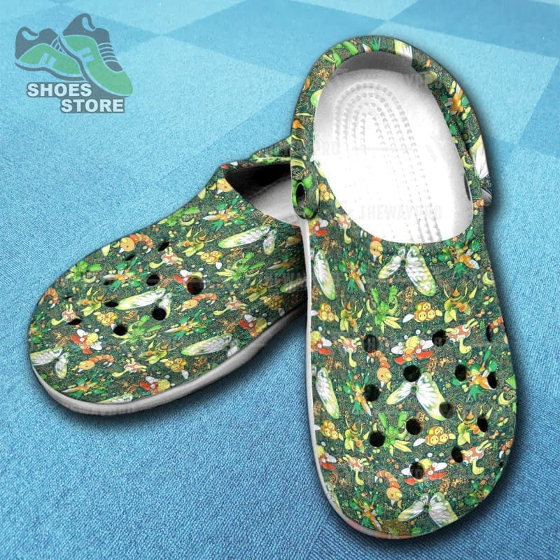 Anime Pokemon Bug Seamless Inspired Crocs Clog Shoes