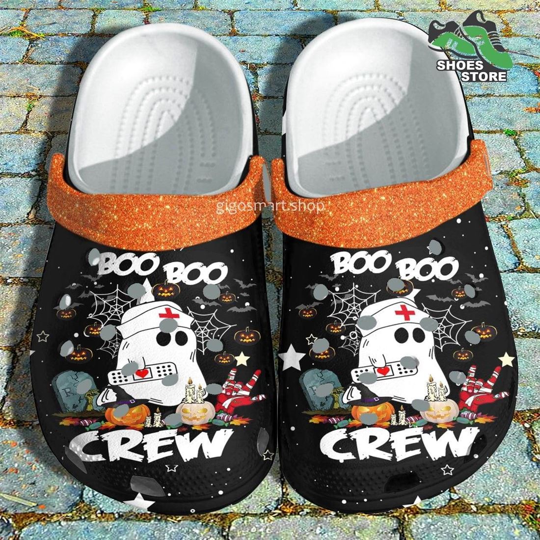 Boo Boo Crew Nurse Crocs Shoes Treat Or Trick Halloween Pumpkin Crocs