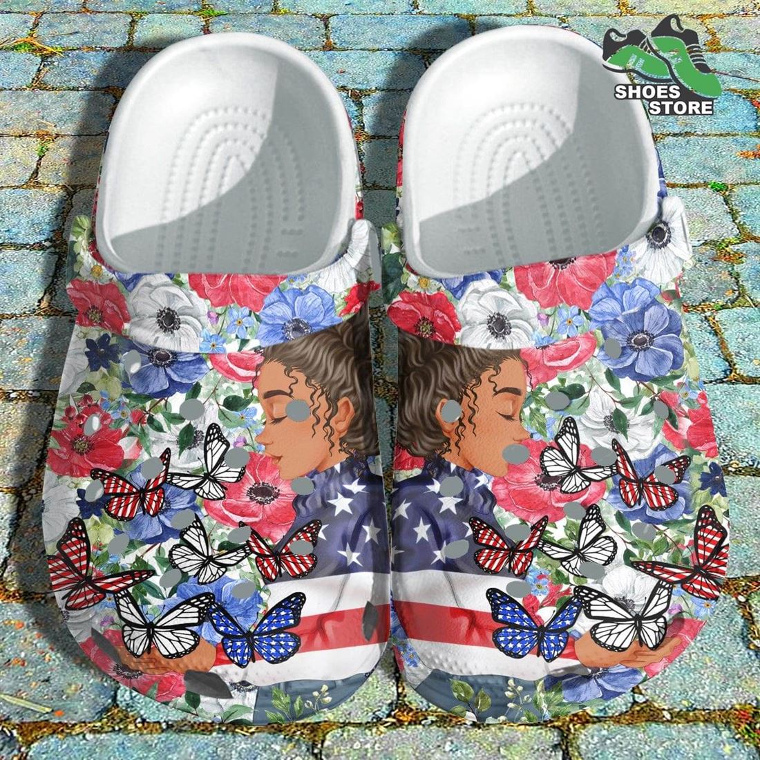 Butterfly Black Magic Girl th Of July Shoes Flowers Garden Butterflies America Flag Crocs