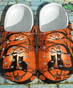 cat couple halloween crocs shoes anniversary fall pumpkin crocs shoes 35 eqprz6