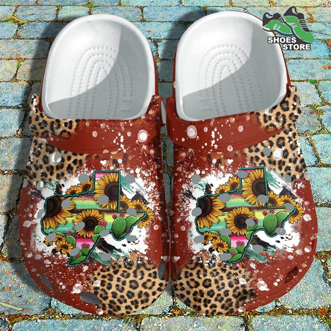 Cheetah Pattern Crocs Shoes, Garden Leopard Vibes Crocs Shoes