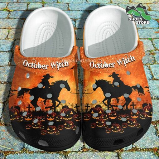 Cow Boy Halloween Horse Crocs Shoes, October Witch Halloween Night Crocs Shoes