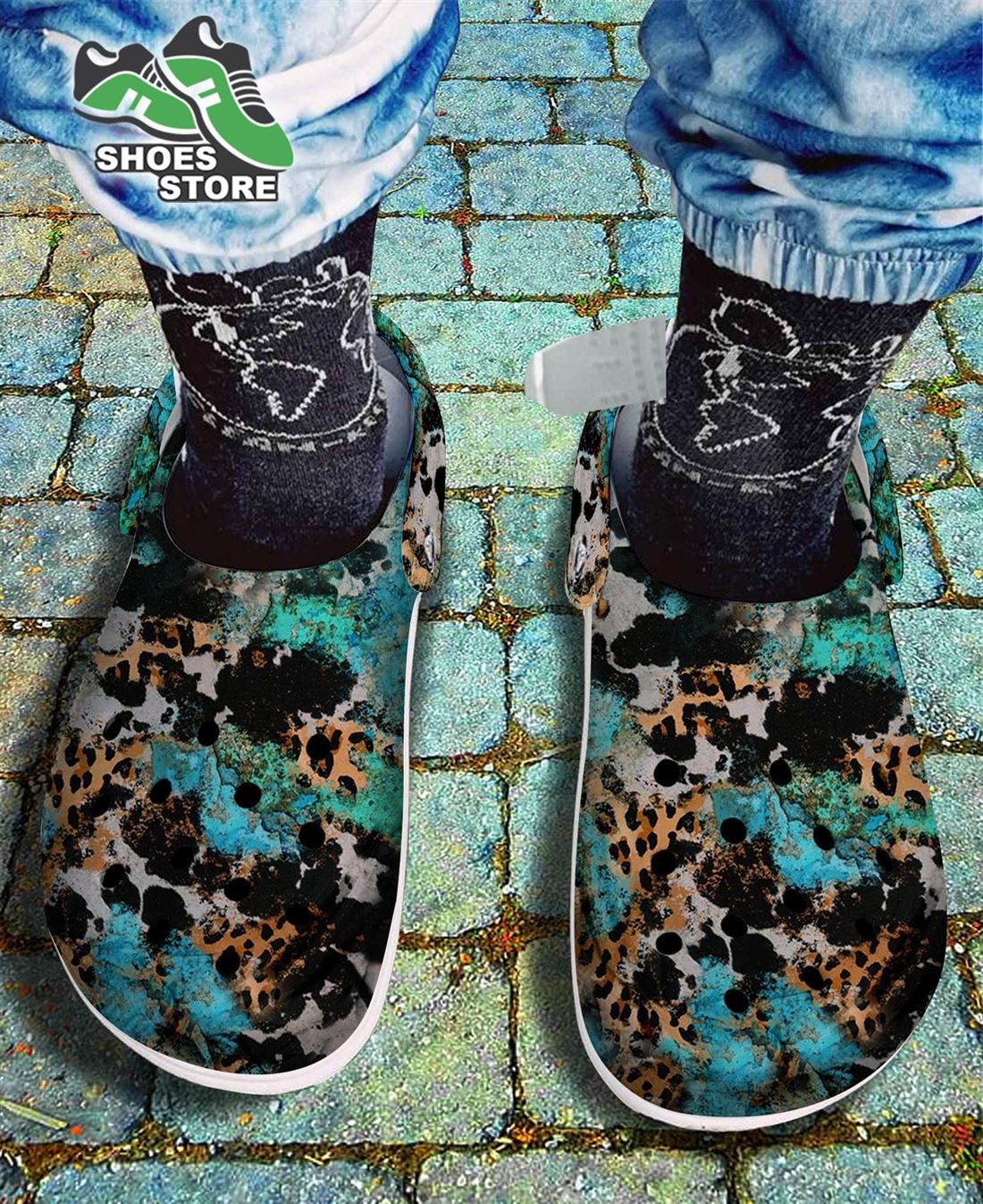 Cow Leopard Vibes Ocean Pattern Crocs Shoes, Camo Farm Crocs Shoes