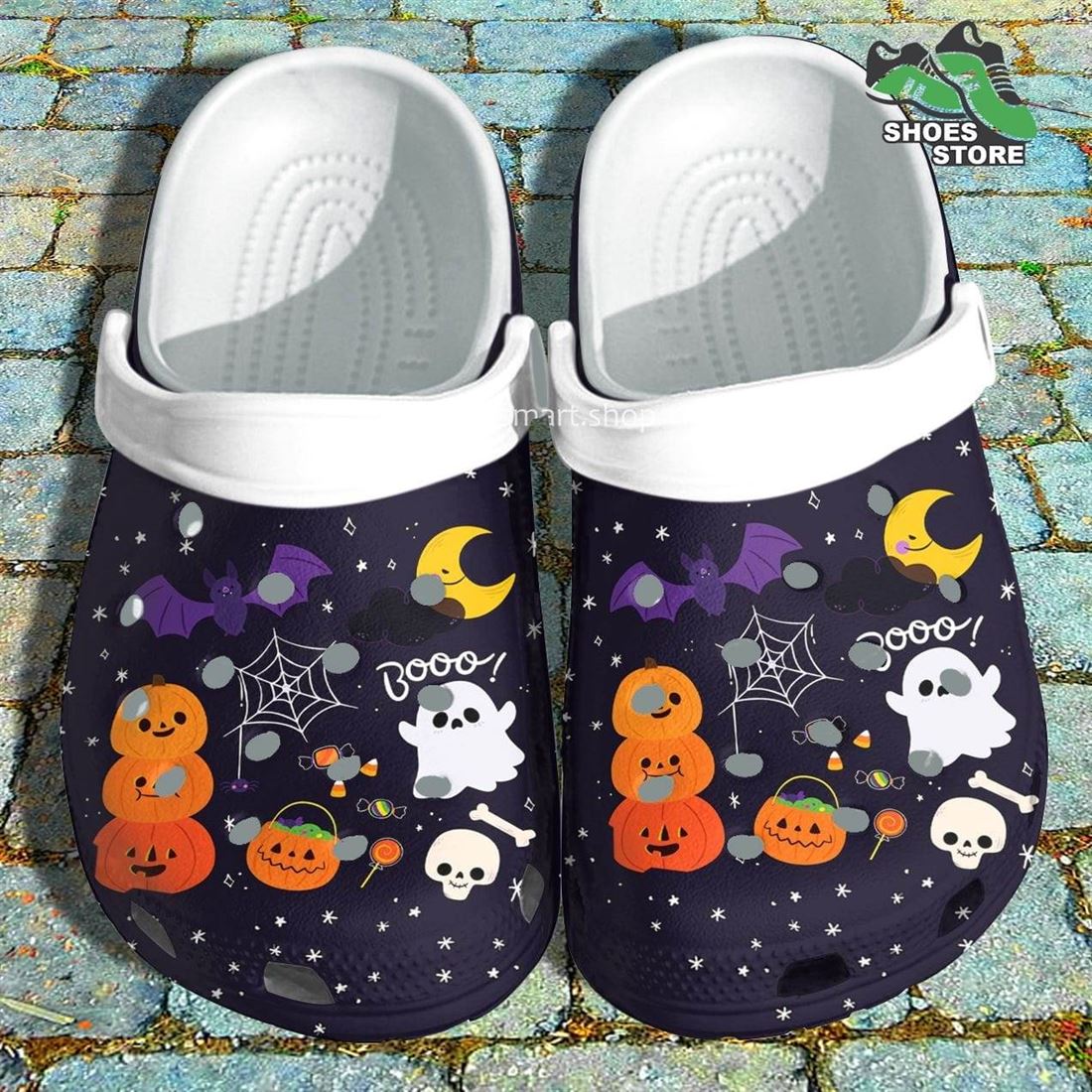 Cute Boo Ghost Night Moon Crocs Shoes, Grandma Pumpkin Crocs Shoes Mother