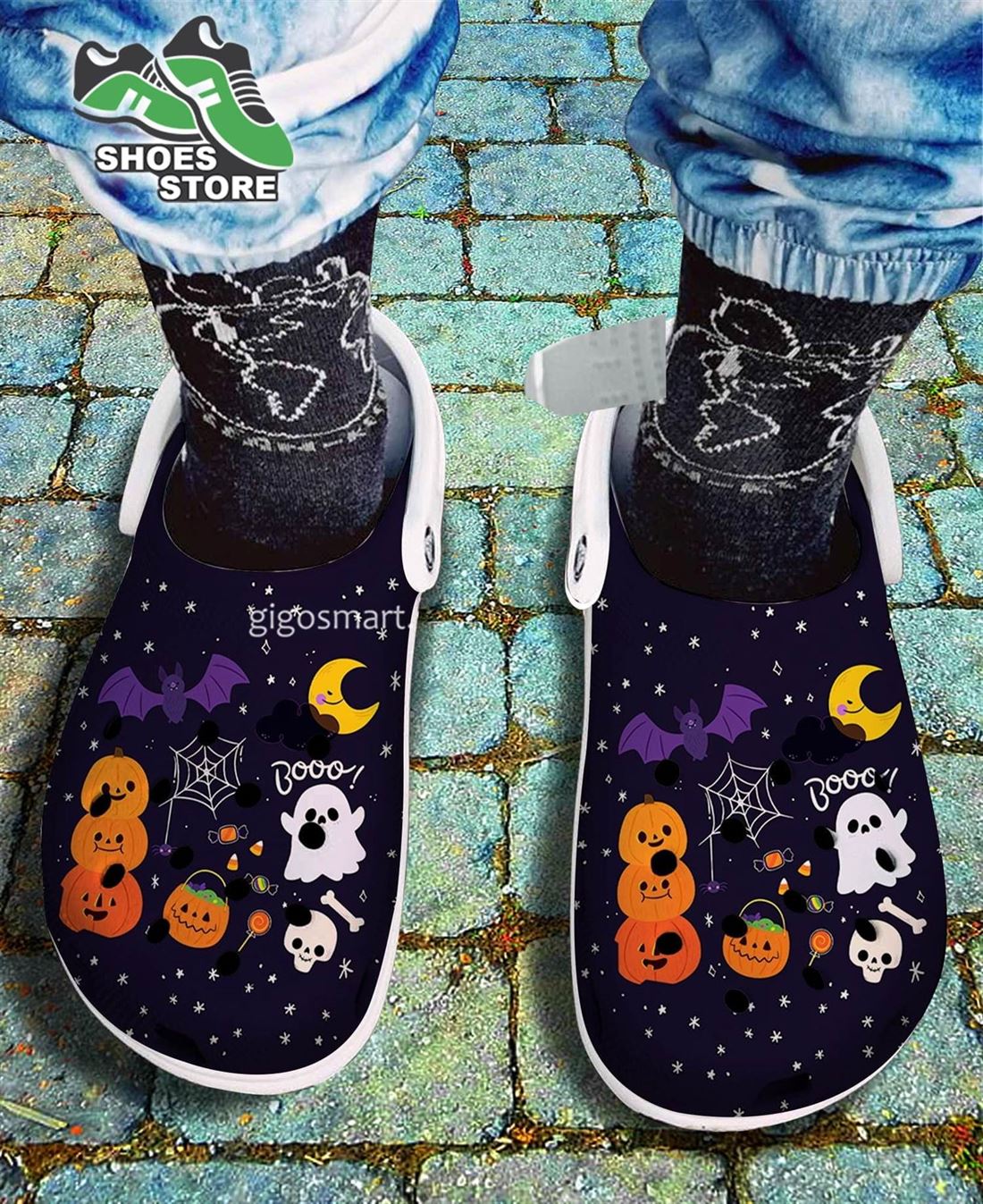 Cute Boo Ghost Night Moon Crocs Shoes, Grandma Pumpkin Crocs Shoes Mother