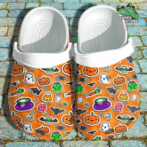 Cute Ghost Pumpkin Crocs Shoes Clogs, Halloween Sticker Crocs Shoes