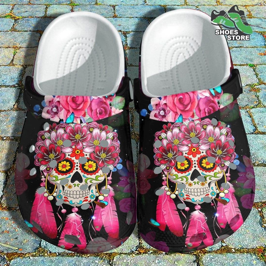 Cute Sugar Skull Mexican Girl Crocs Shoes Sugar Skull Rose Flower Crocs Shoes