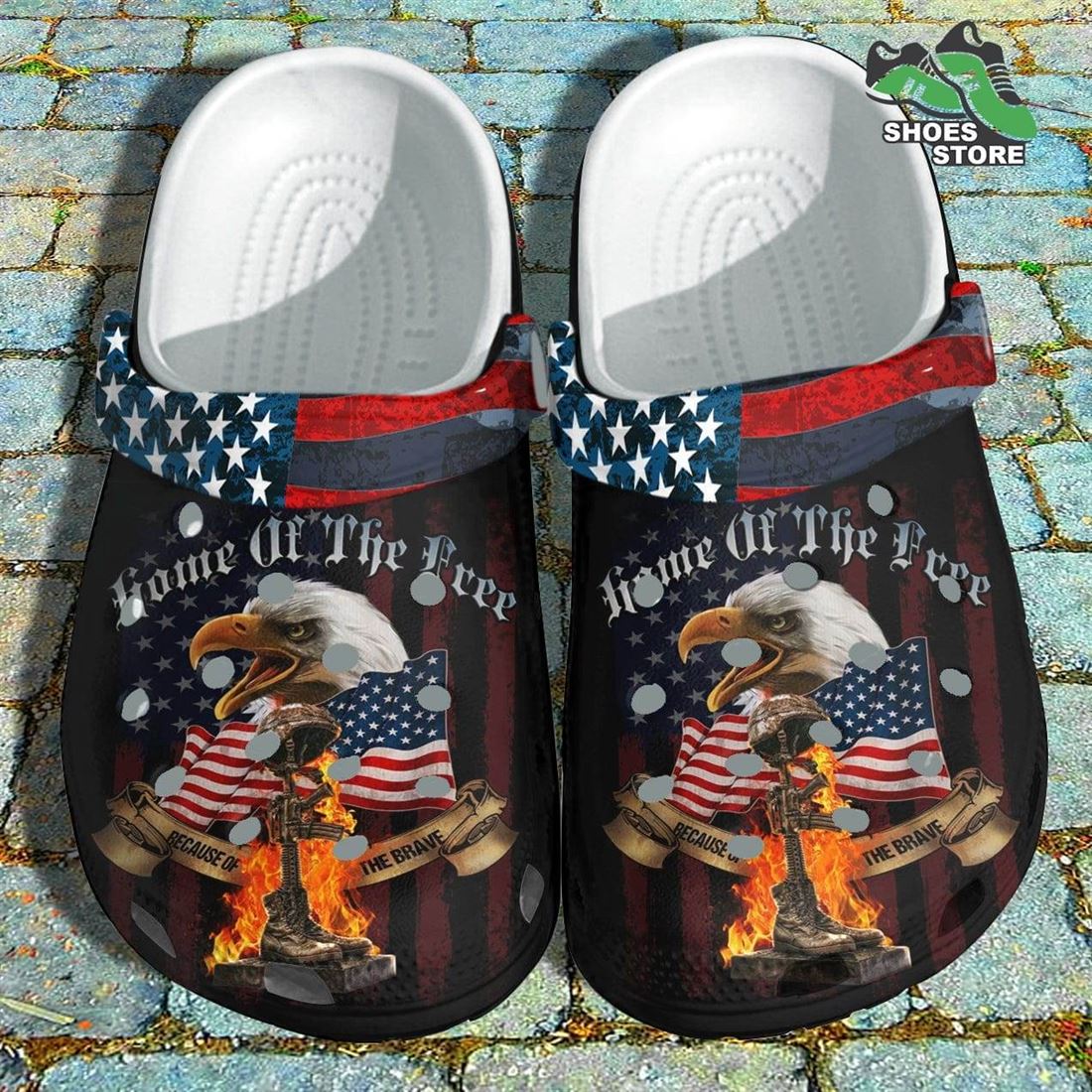 Eagle Hawk Brave America Flag Crocs Shoes USA Veterans Home Of The Free th Of July Crocs Shoes