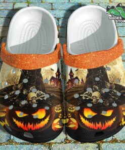 evil pumpkin witch hat crocs shoes moon night skull halloween crocs shoes 93 sa7m7g