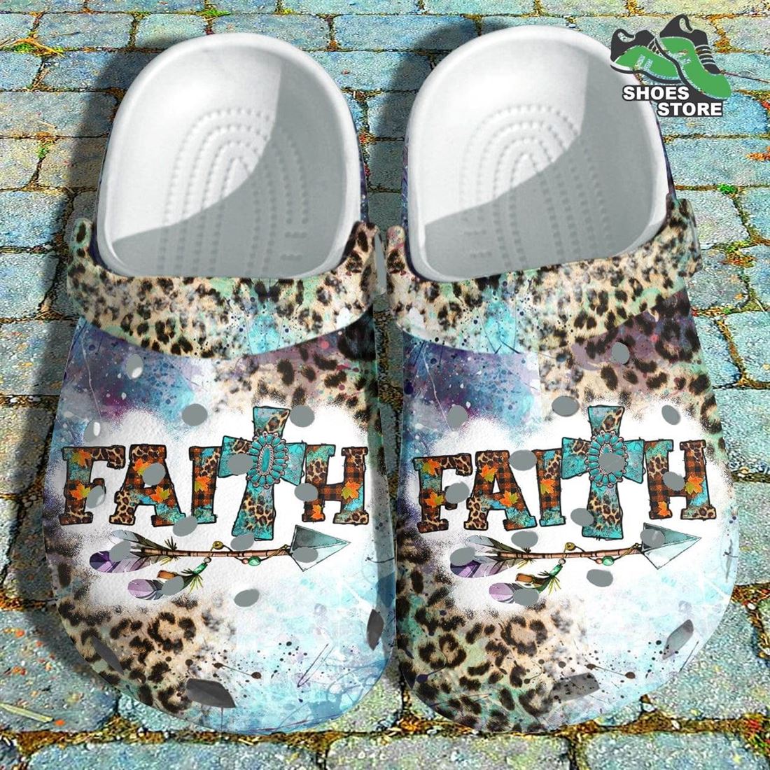 Faith Jesus Christian Christmas Leopard Crocs Shoes, Jesus God Crocs Shoes