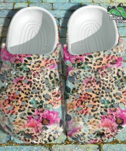 flower cheetah pattern crocs shoes garden tie dye leopard vibes crocs shoes gifts sister 101 txc32d