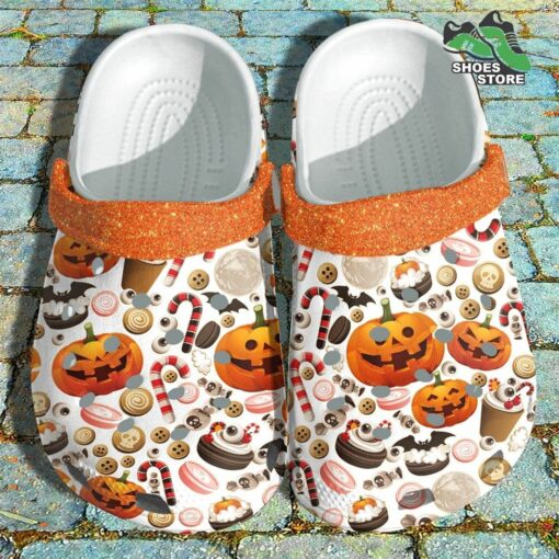 Funny 3D Pumpkin Halloween Sticker Crocs Shoes, Fall Party Costume Crocs Shoes Thanksgiving