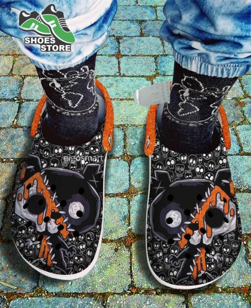 Funny Cat Bear Crocs Shoes, Night Skull Pattern Crocs Shoes Brother
