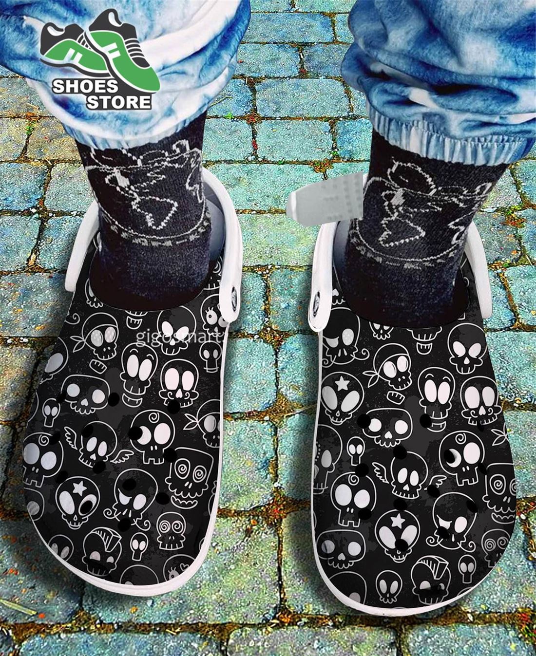 Funny Skeleton Skull Face Crocs Shoes, Night Costume Crocs Shoes Brother