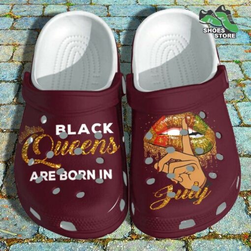 Glitter Black Queen Are Born In July Birthday Crocs Shoes, Africa Women Lips Shoes Thanksgiving