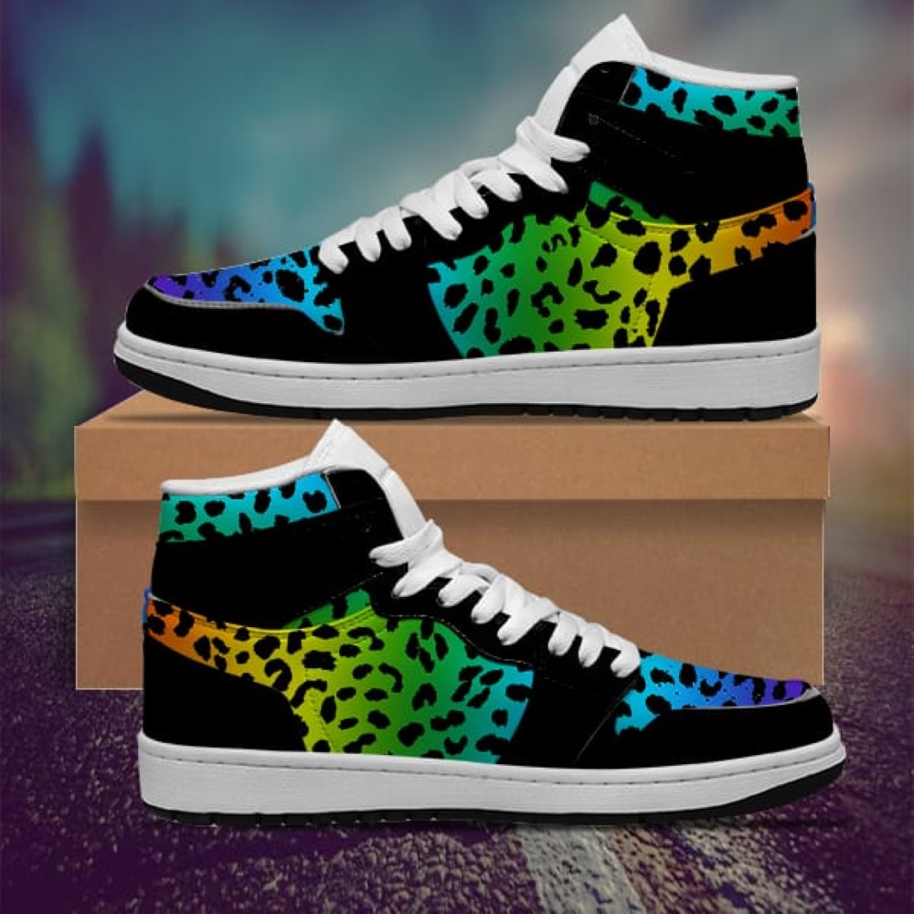 Leopard Rainbow Pattern Sneaker Boots