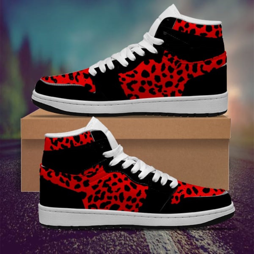 Leopard Red Pattern Sneaker Boots