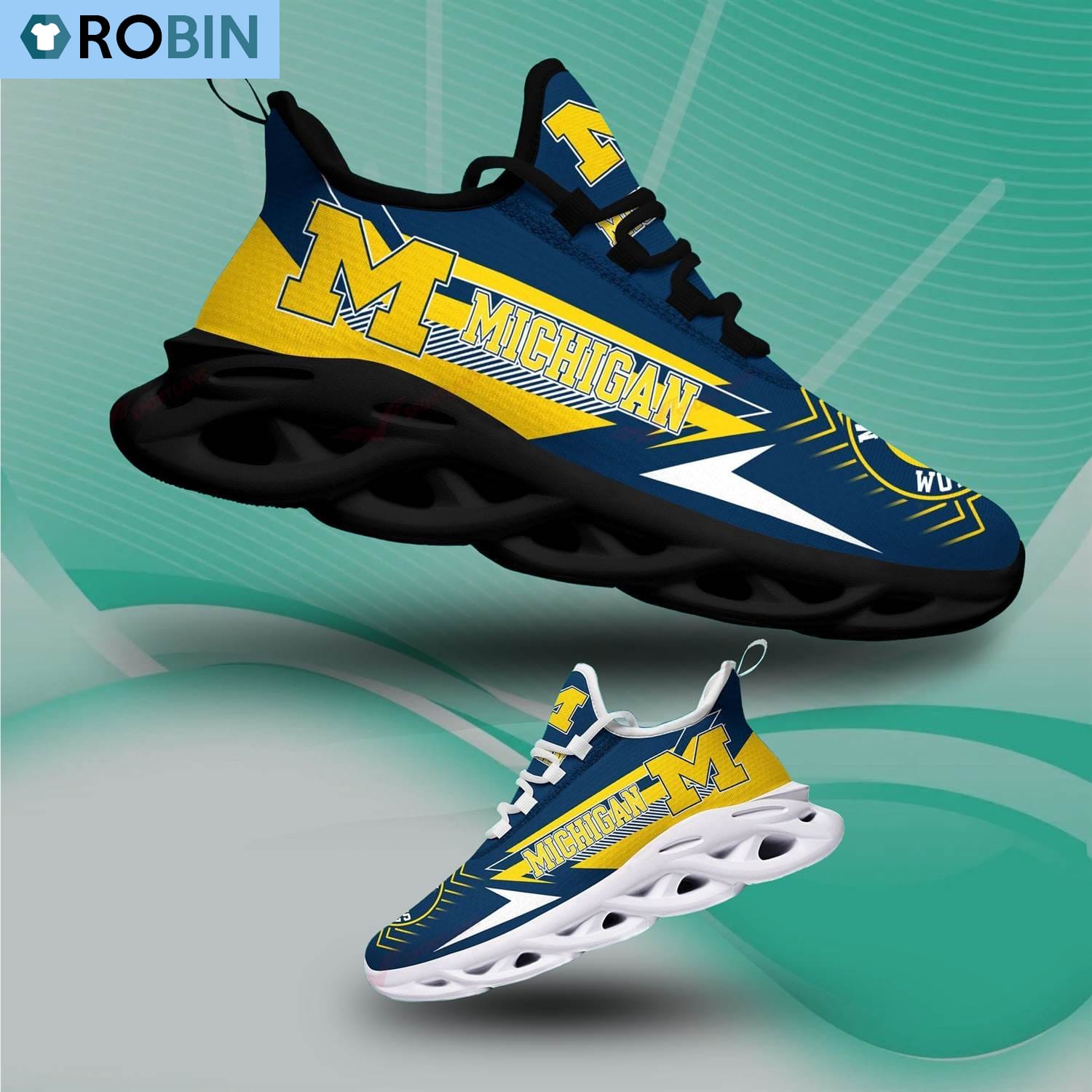Michigan Wolverines Light Sports Shoes, NCAA Sneakers Gift For Fans