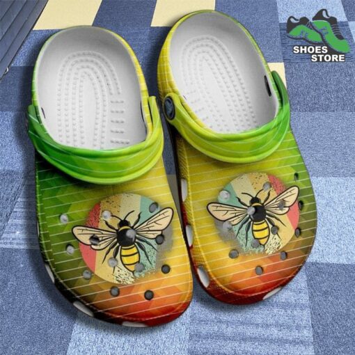 Portrait Of Anime Bees On The Cover Of Stripes Pattern Best Gift For Bees Lovers Crocs