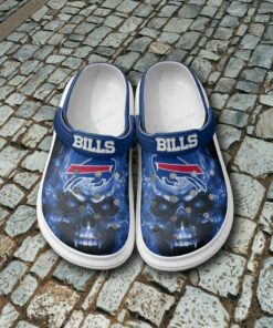 Skull Buffalo Bills Crocs Crocband Clogs, Gift for Miami Dolphins Fans