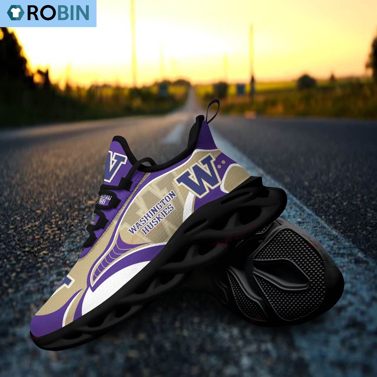 Washington Huskies Chunky Sneakers, NCAA Shoes Gift For Fans