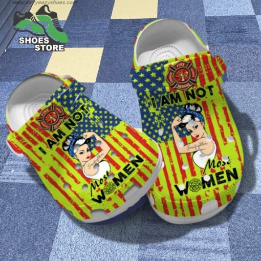 American Firefighter Women Happy 4Th Of July For Firefighter Mom Crocs Shoes