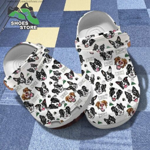 Border Collie Pattern Slippers Dog Mom Hibiscus Flowers Crocs Shoes