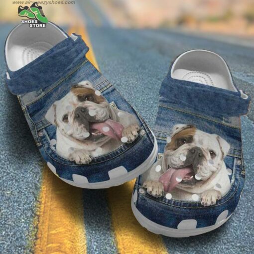 Bulldog Puppy Jeans’ Pocket Family Day Gift For Bulldog Mom Dad Crocs Shoes