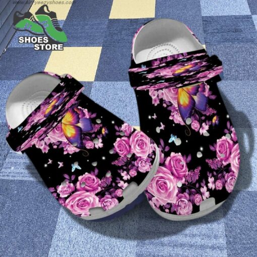 Butterfly And Pink Rose Design For Butterfly Lovers For Special Day, Mother’s Day, Father’s Day Crocs Shoes