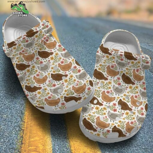 Chickens In The Garden Croc Shoes For Mother Day Chicken Flower Crocs Shoes