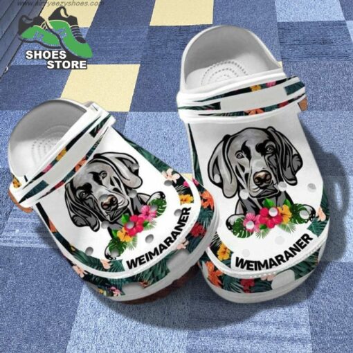 Customized Name Weimaraner Puppy Hibiscus Flowers Summer Mother’s Day Gift For Weimaraner Lovers Crocs Shoes