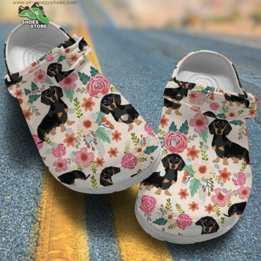 Dachshund Puppy Flowers Happy Mother’s Day Gift For Dachshund Lovers Crocs Shoes