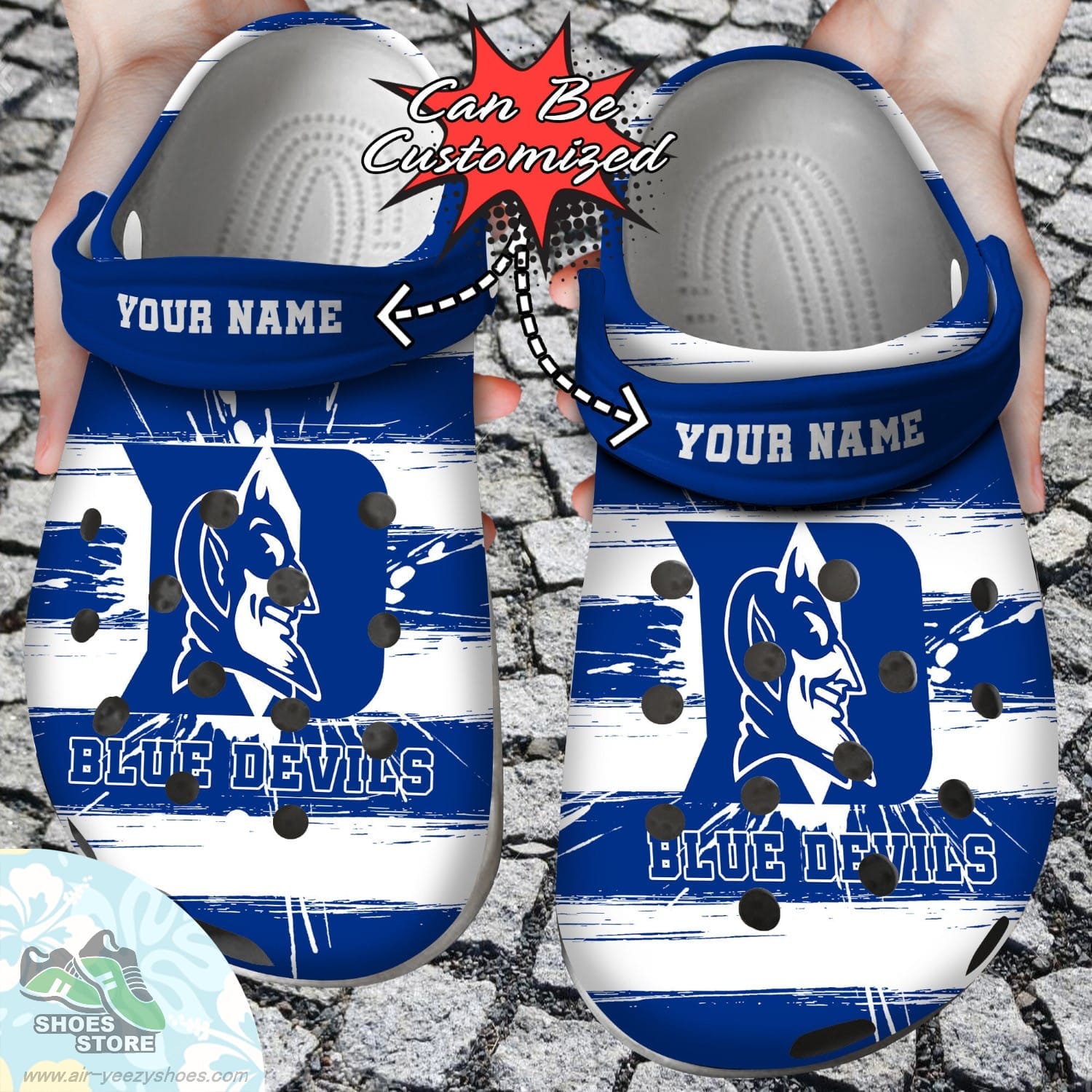 Duke Blue Devils Sport University Spoon Graphics Watercolour Clog Shoes Basketball Custom Crocs Shoes