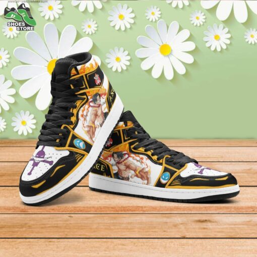 Fire Fist Ace One Piece Mid 1 Basketball Shoes, Gift for Anime Fan
