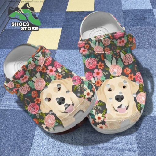 Floral Labrador Slippers Flowers Labrador Dog Art Owner Dog Mom Gift Crocs Shoes