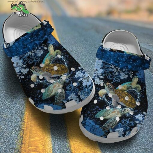 Flower Ocean Shoes Croc Sea Turtle Magic Blue Flowers Turtle Mom Crocs Shoes