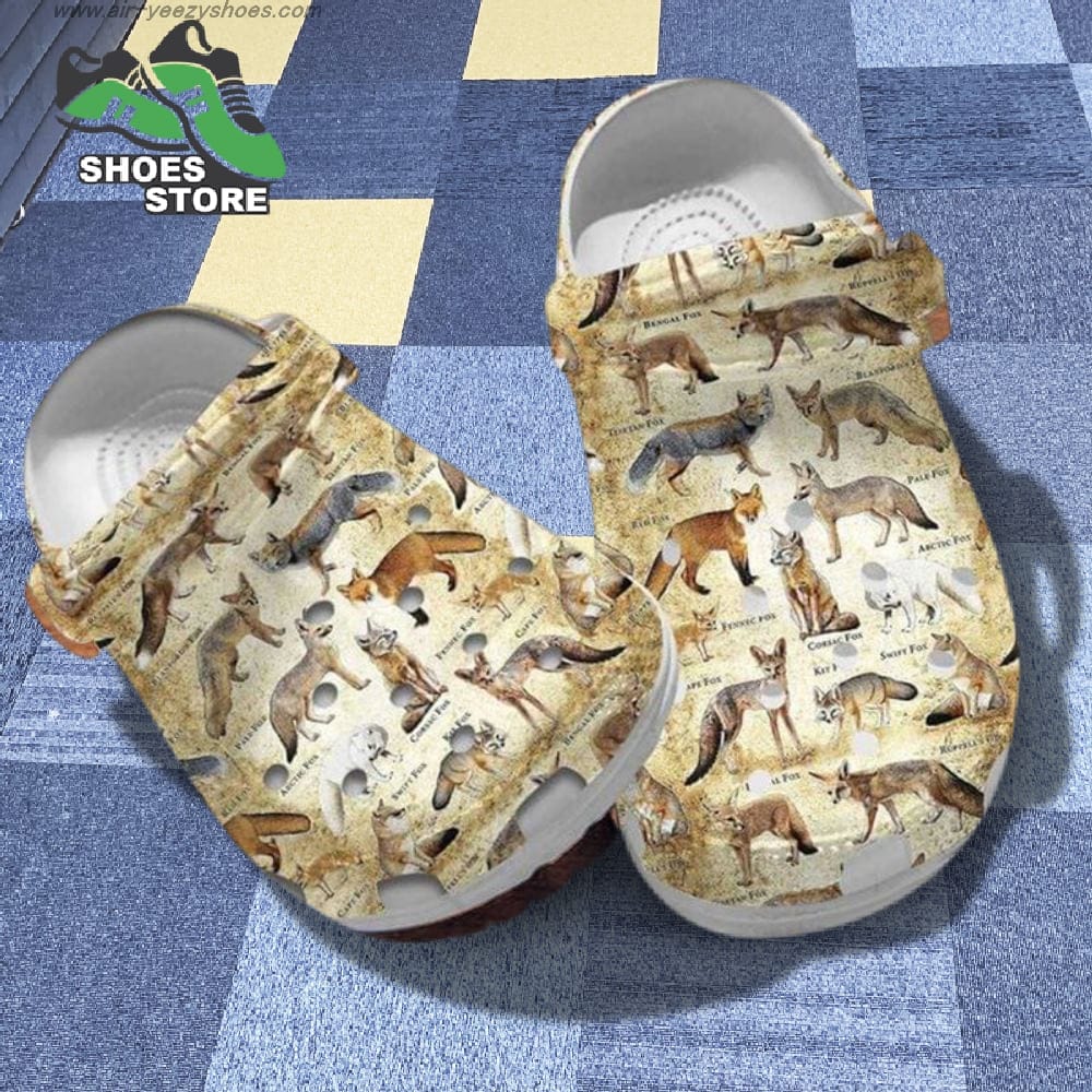 Foxes Collection Crocs Fox Lovers Vintage Printed Gift Shoes