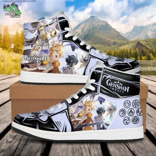 Genshin Impact Poster JD Air Force Sneakers, Anime Shoes for Genshin Impact Fans