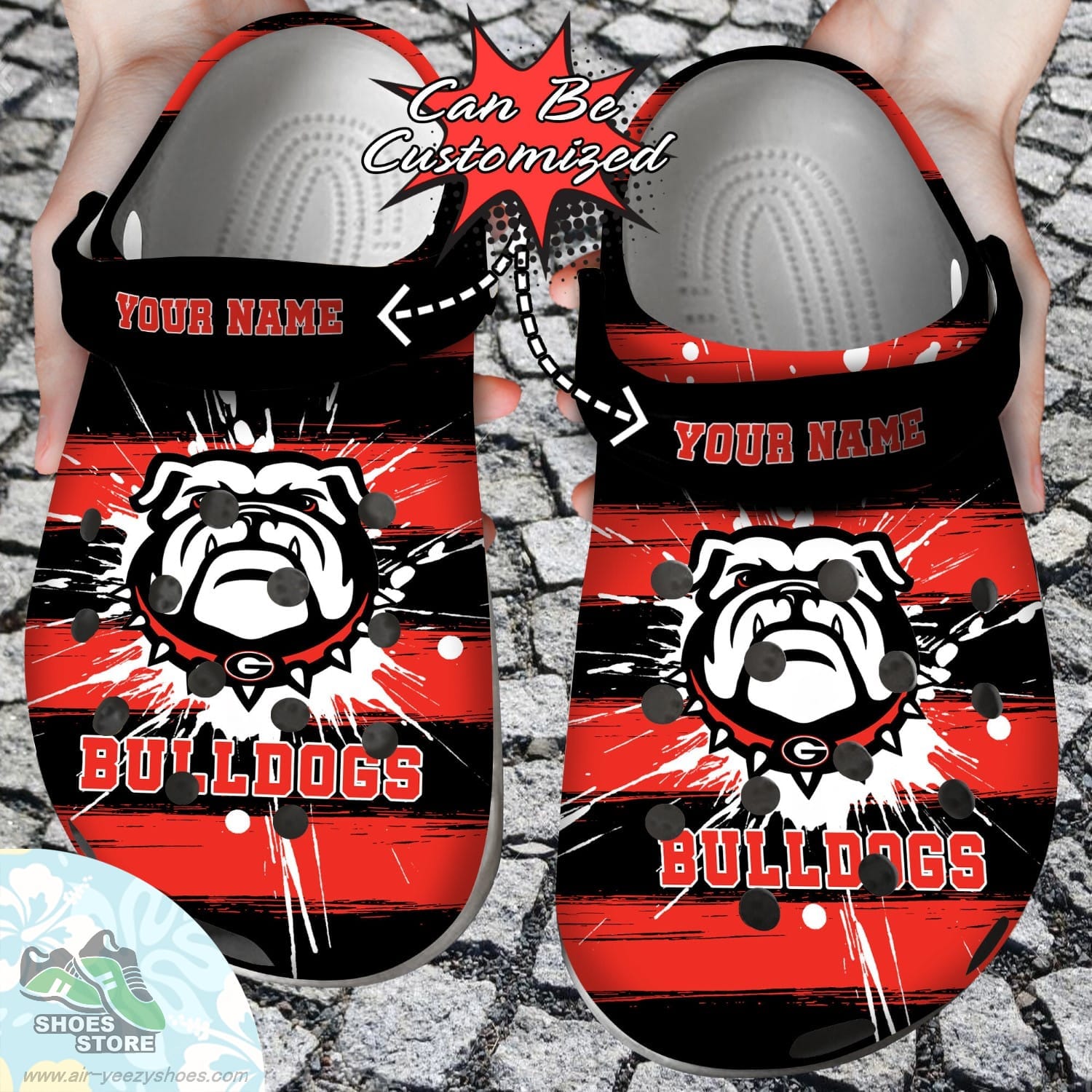 Georgia Bulldogs Sport University Spoon Graphics Watercolour Clog Shoes Football Custom Crocs Shoes