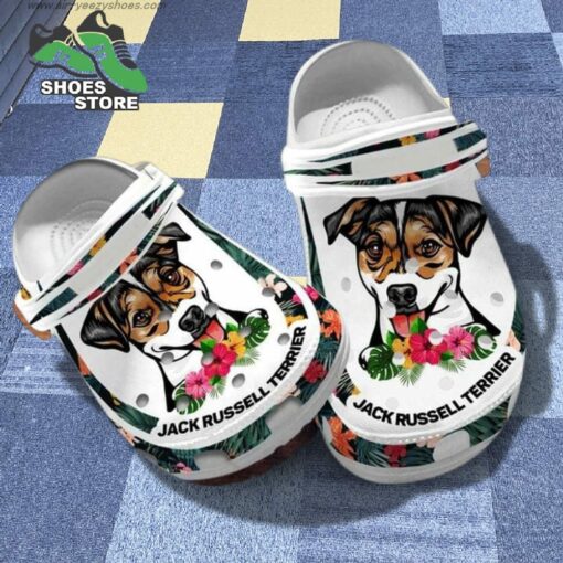 Jack Russell Terrier Dog Mom Crocs, Hibiscus Flowers Crocs Shoes