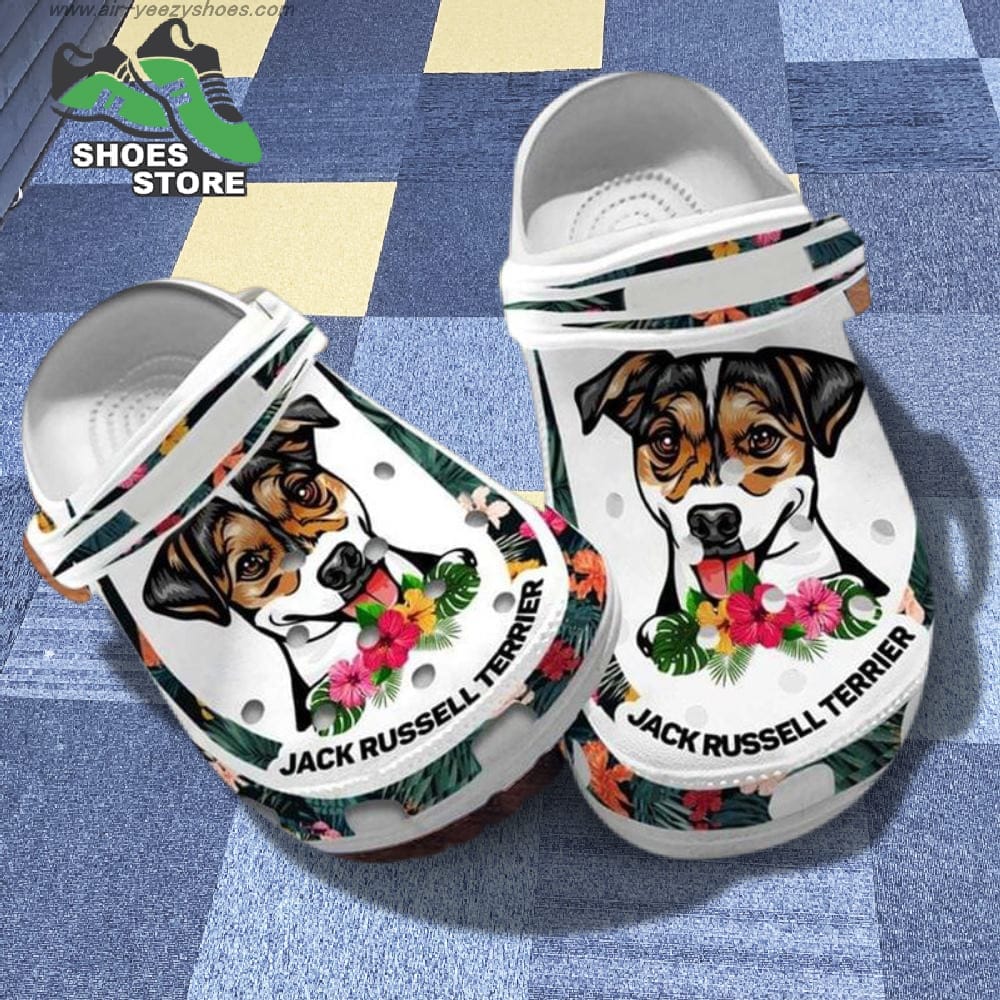Jack Russell Terrier Dog Mom Crocs Hibiscus Flowers Crocs Shoes