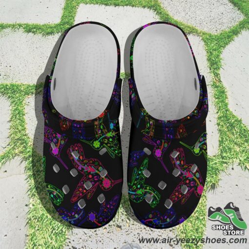 Neon Floral Hummingbird Muddies Unisex Crocs Shoes