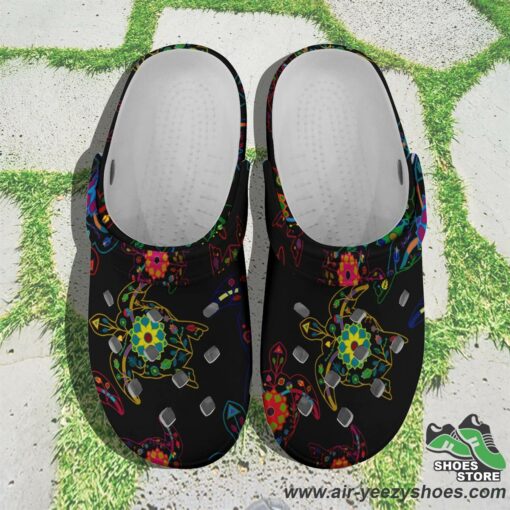 Neon Floral Turtle Muddies Unisex Crocs Shoes
