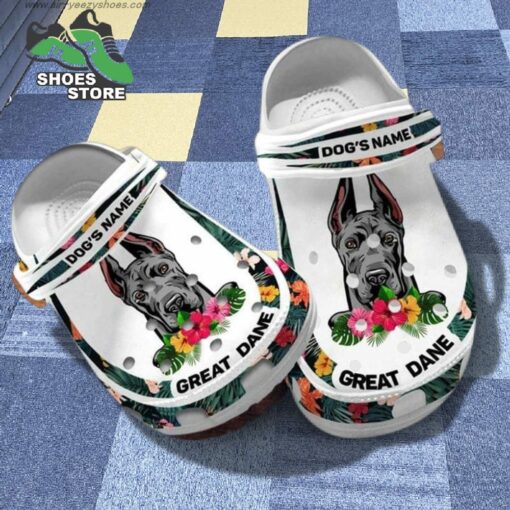 No Customized Name Great Danes, Great Dane Floral Hawaii Classic Clog, Gift For Mom Crocs Shoes